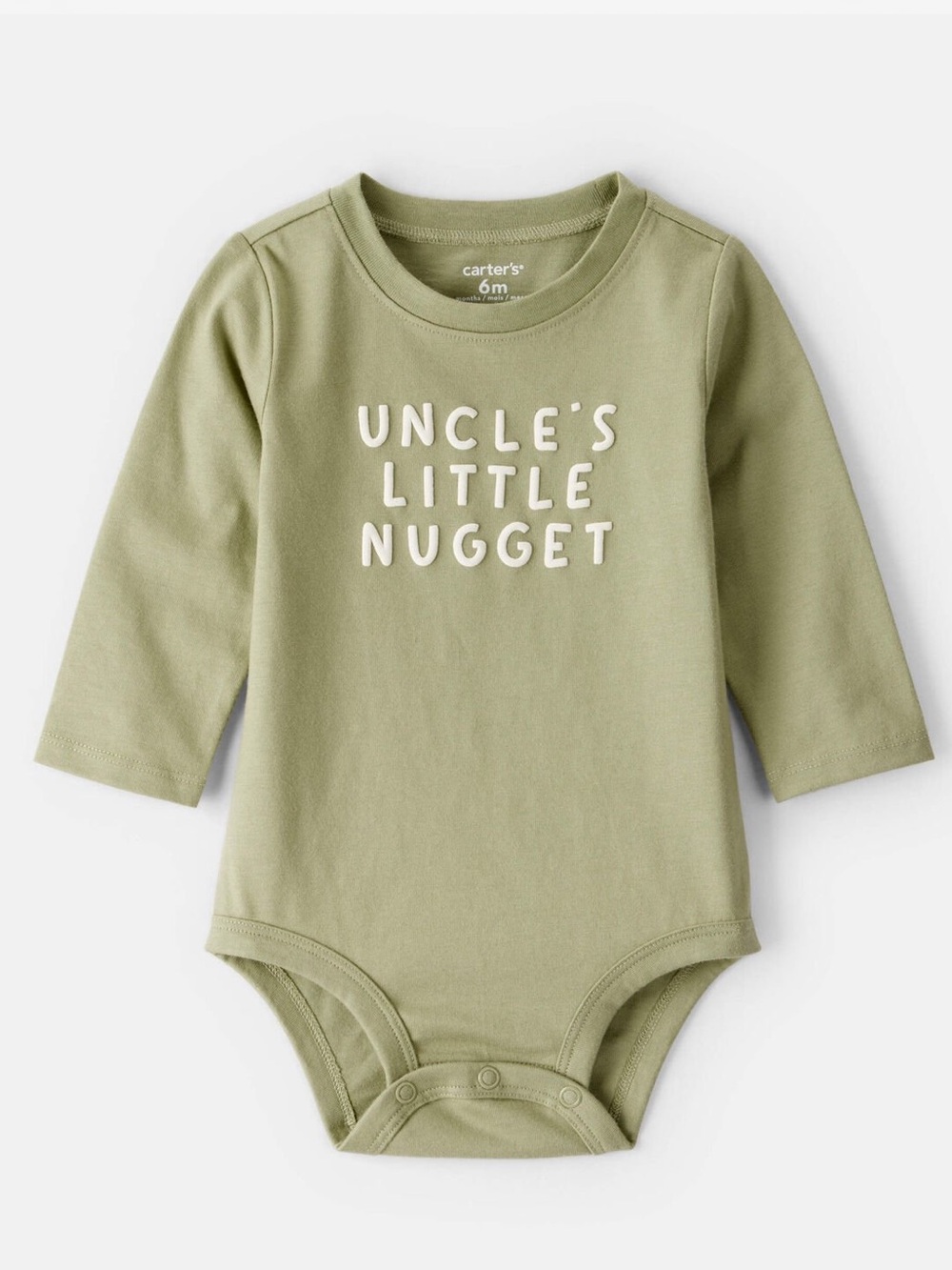 Carter's Olive Green "Uncle's Little Nugget" Long-Sleeve Bodysuit